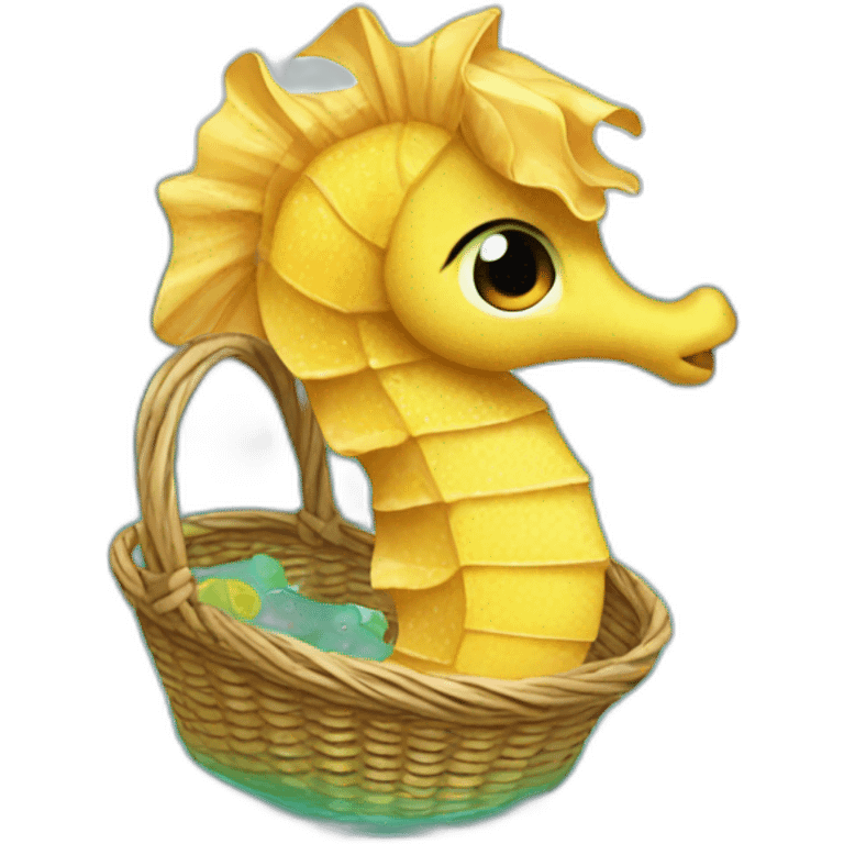 seahorse wearing basket outfit emoji