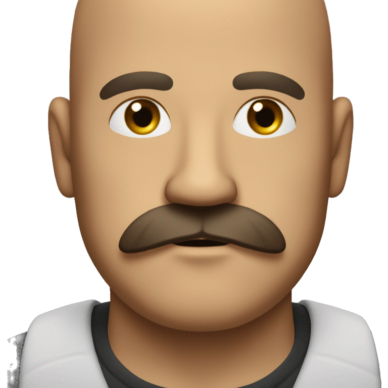 bald brown man who doesn’t wanna lock in and hates me and has a moustache and small goatee and a beer belly emoji