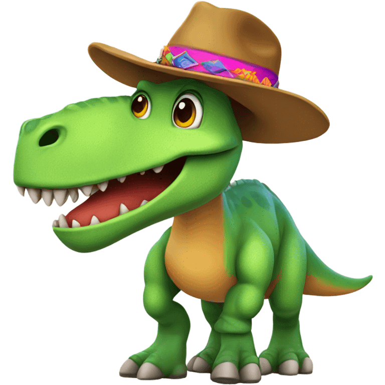 A dinosaur with a boot on its head and hats on it feet emoji