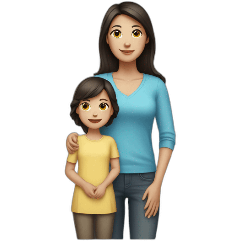 mother and child with dark hair5 and white skin full length emoji