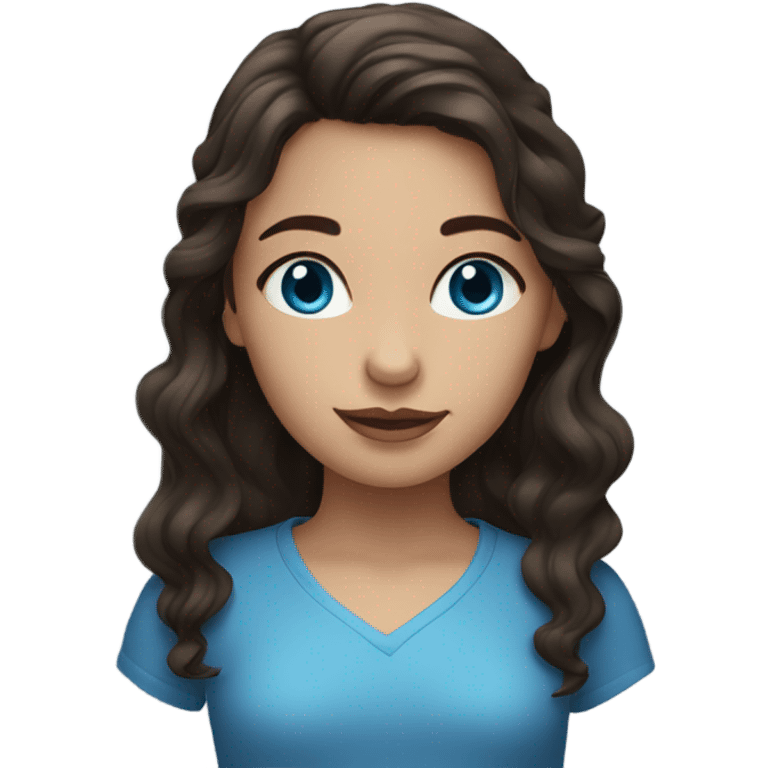 Girl with dark brown hair and blue eyes wavy hair  emoji