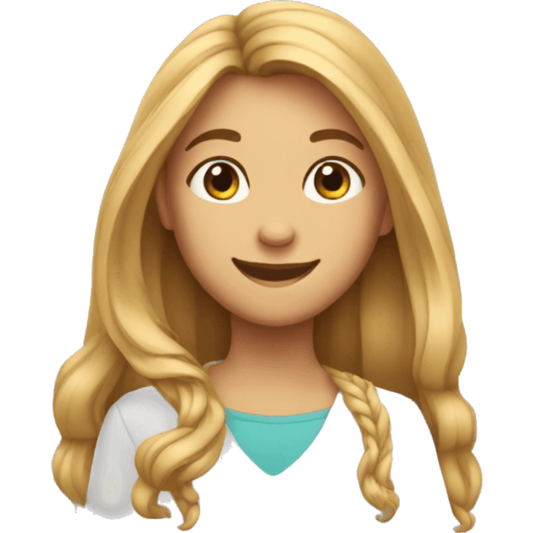 girl with long hairs and smiling  emoji