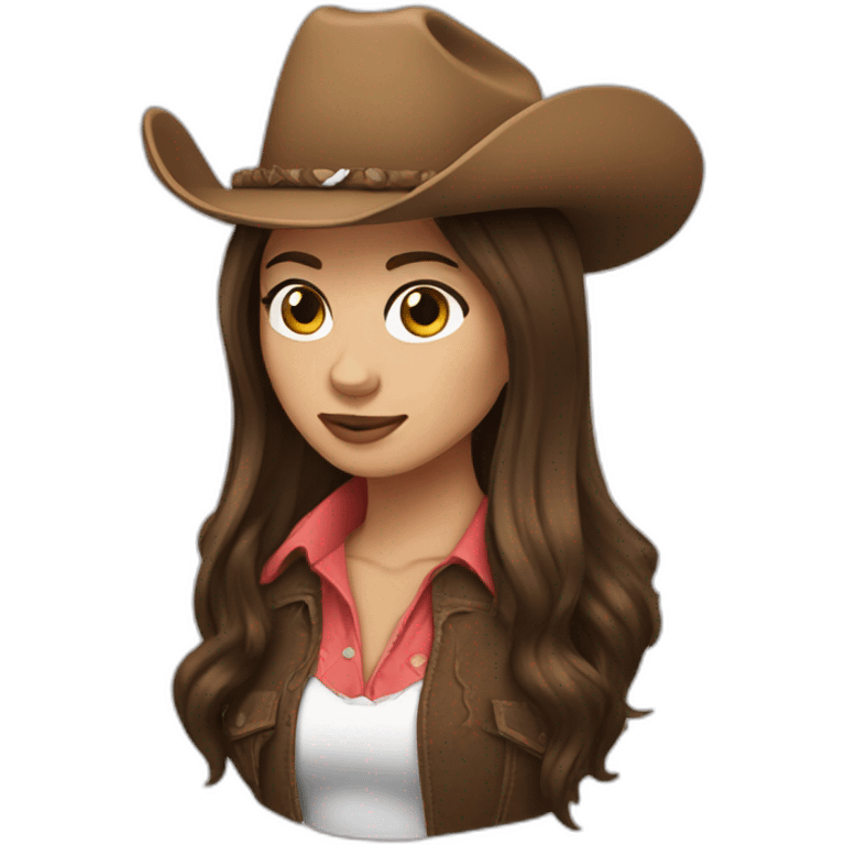 cowgirl brunette straight hair emoji