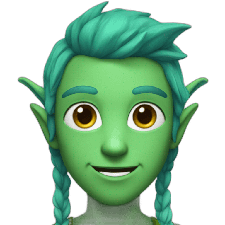 Blue-Elf-Man - with sharp ears-green hair  with pc emoji