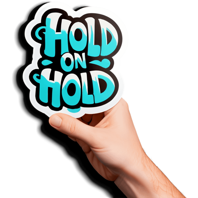 The words - Hold on written on a sticker emoji