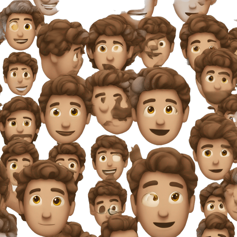 Brown haired guy looking in love emoji