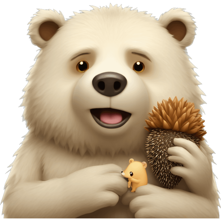 Bear in love with hedgehog emoji