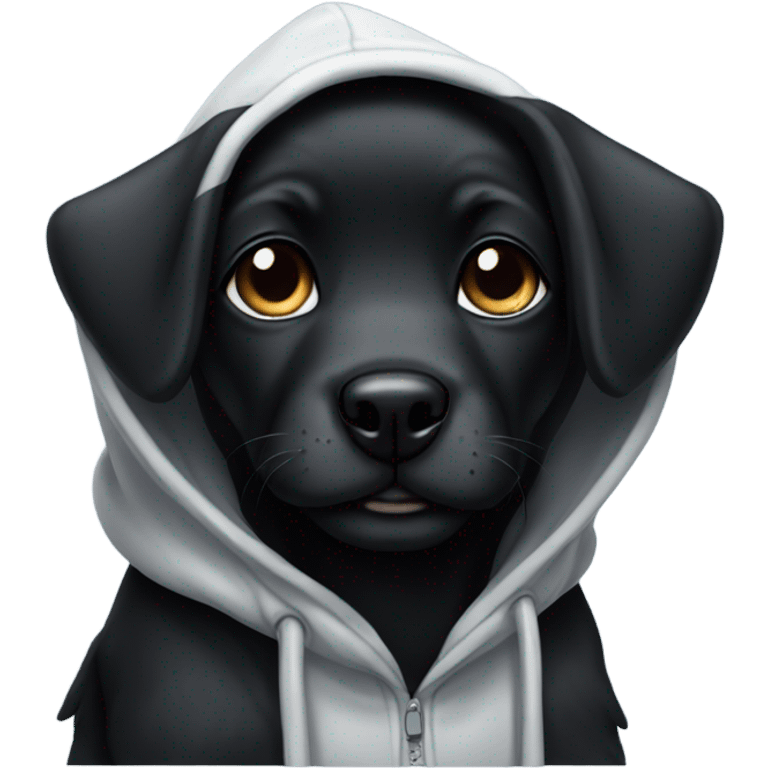 Cute black puppy with a hoodie on emoji