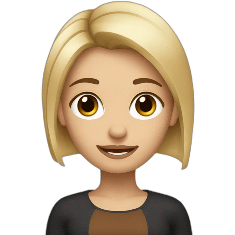 Mujer rubia pelo corto con perro pequeño negro y marron en brazos emoji