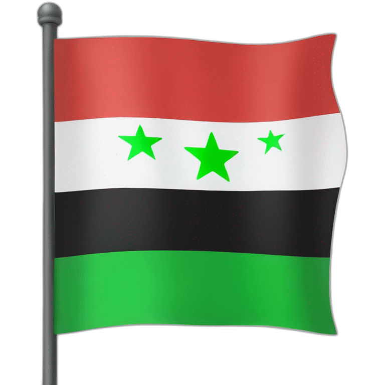 Syrian flag, green on top, white in the middle with 3 red stars and black at the bottom emoji