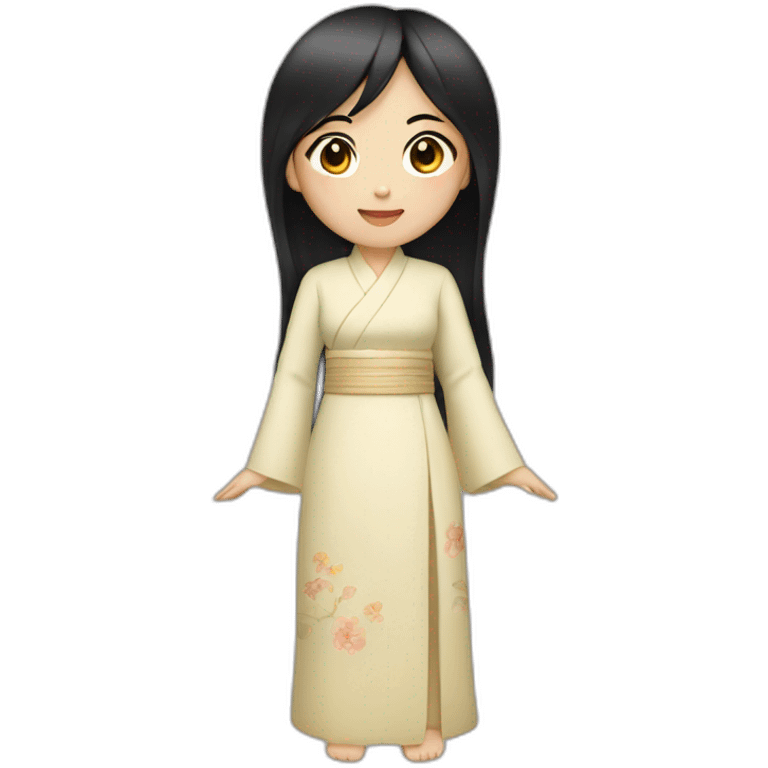 asian girl with black hair wearing ao dai full body emoji