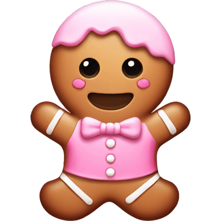 Cute pink gingerbread emoji