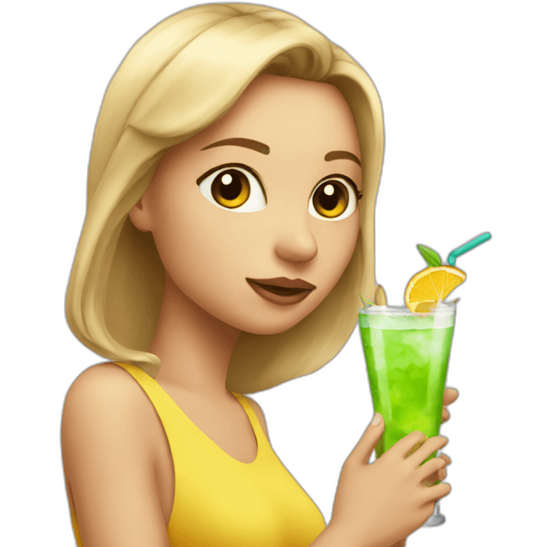 girl drinks cocktail by aerobic emoji