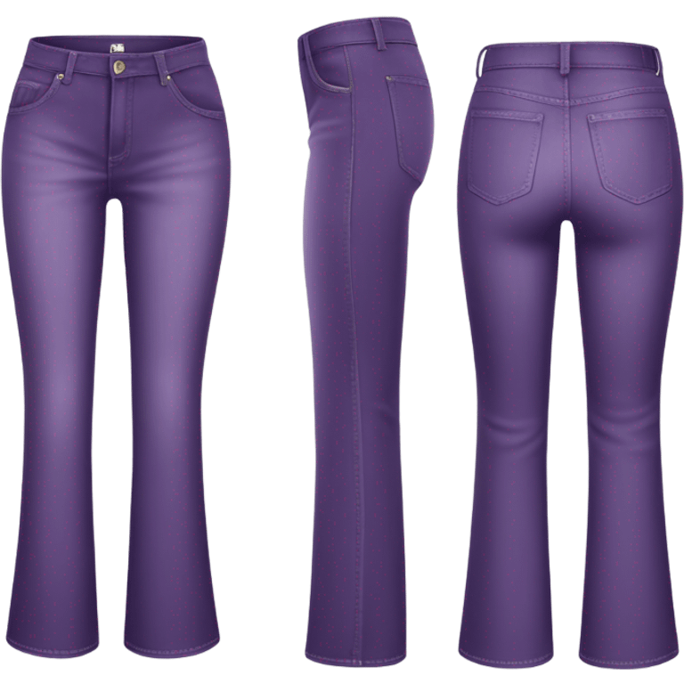 Realistic Wide Long leg high waisted purple jeans, isolated emoji