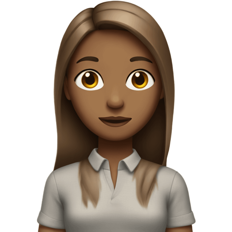 Girl with long brown straight hair middle parted emoji