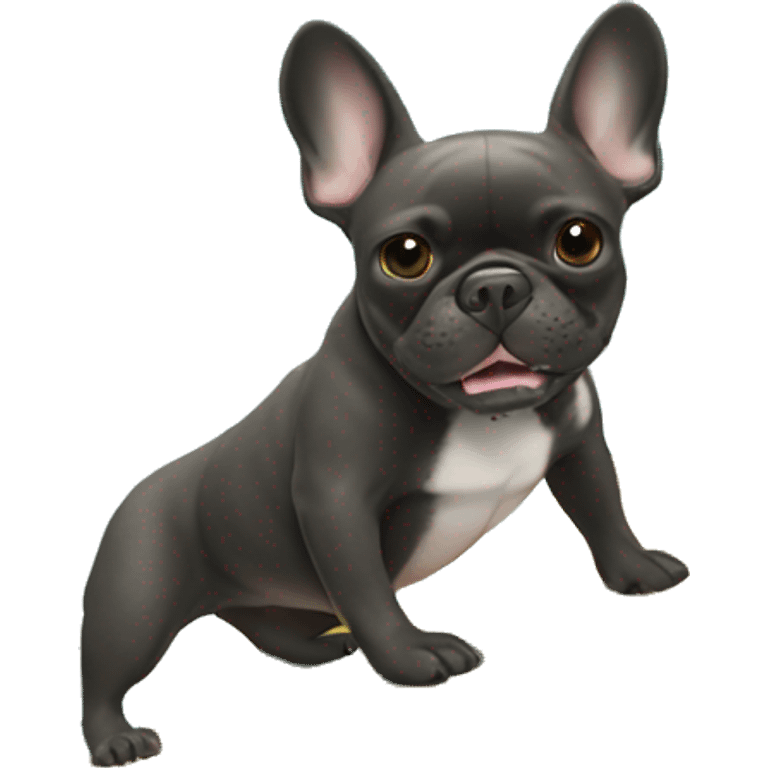 French bulldog on a surf board riding a wave emoji