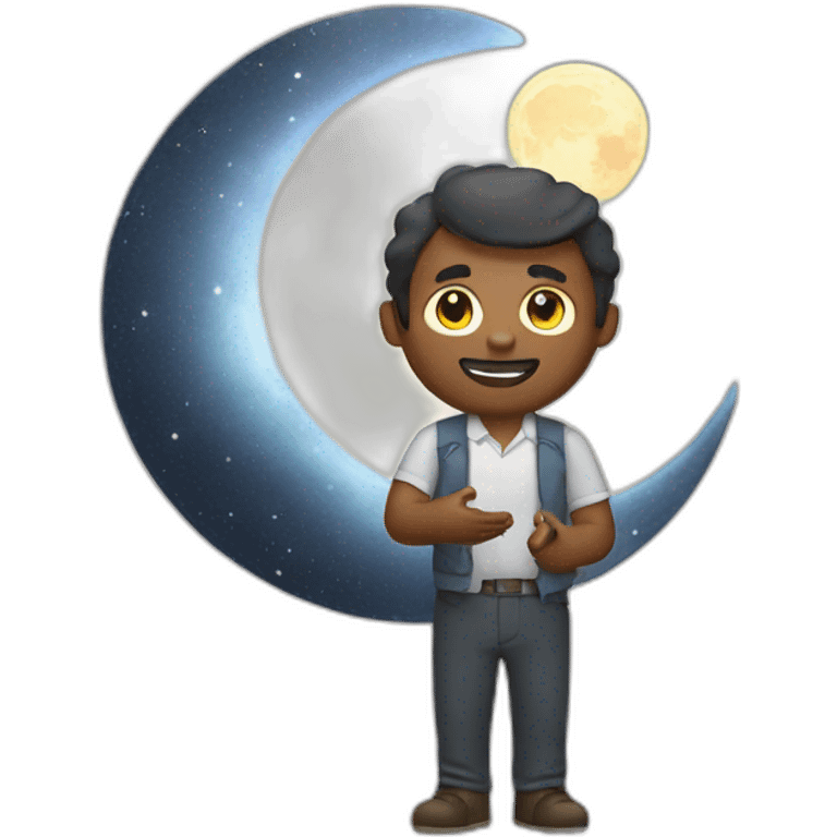 Men with moon on hand emoji