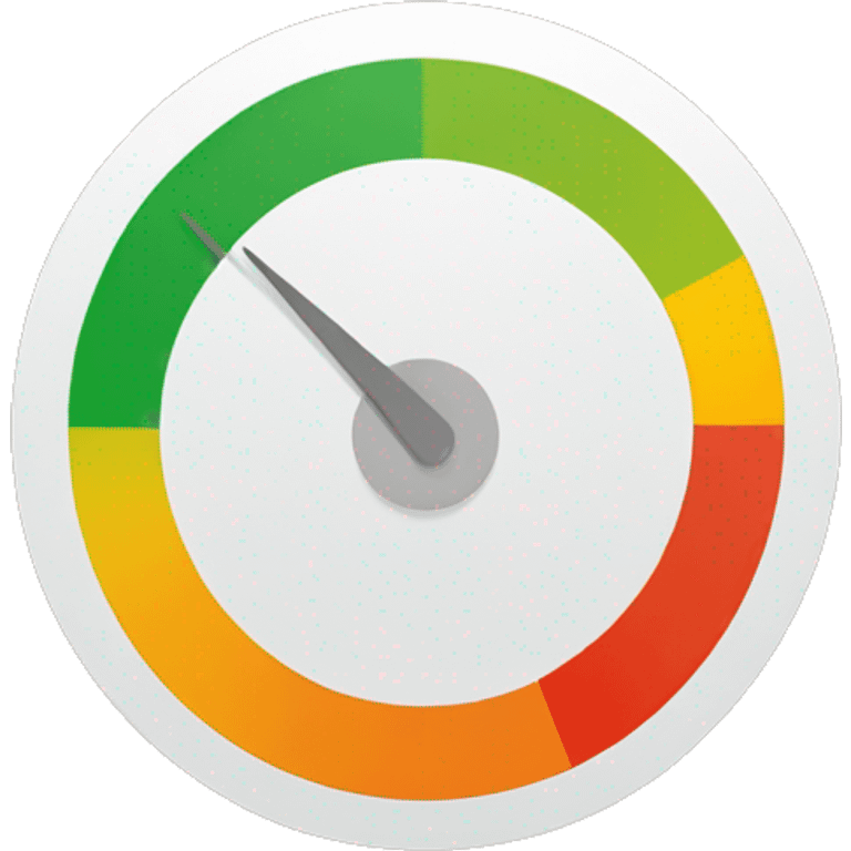 credit score graphic with green yellow orange red dial and numbers emoji