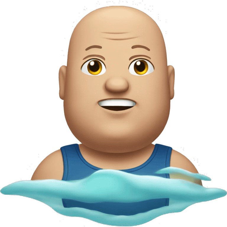 Fat bald guy swimming  emoji