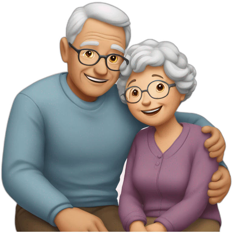 Granny in love with grandfather emoji