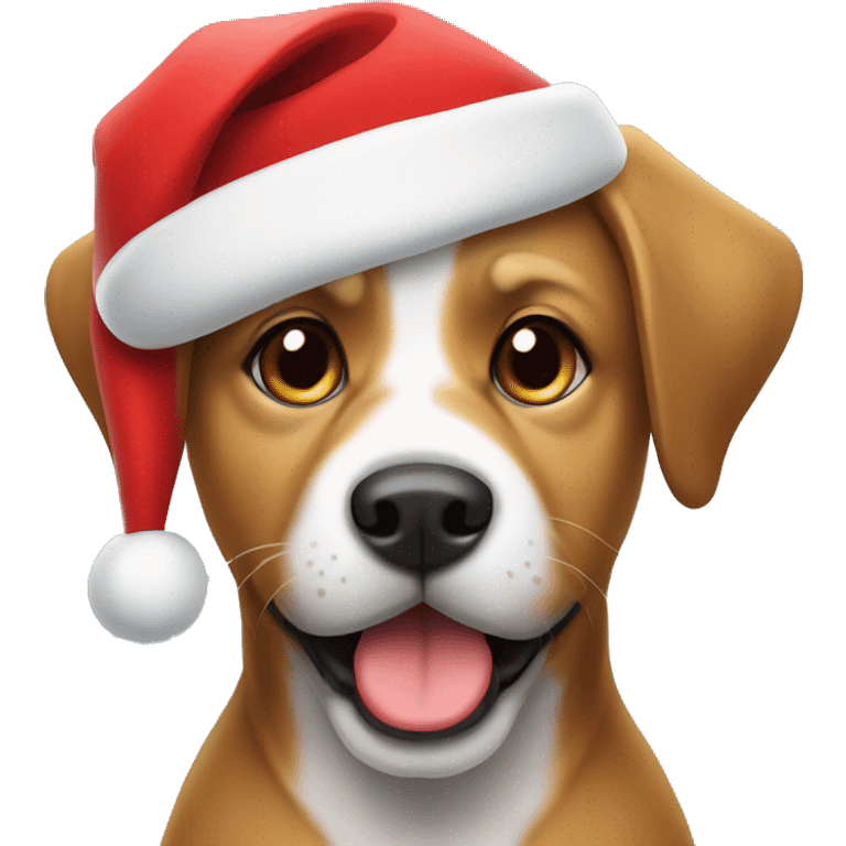 Dog wearing Santa hat emoji