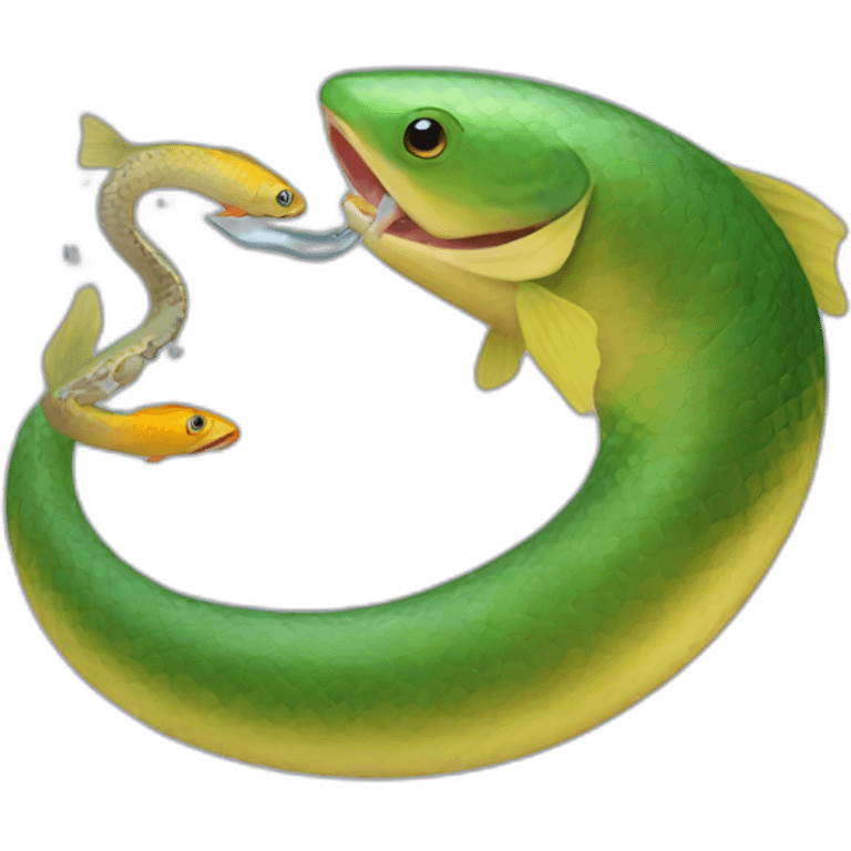 Fish eating a snake emoji