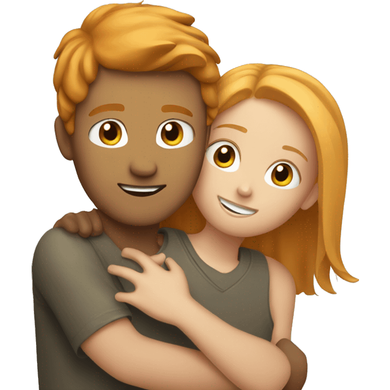 a dirty blonde girl hugging a ginger hair boy emoji