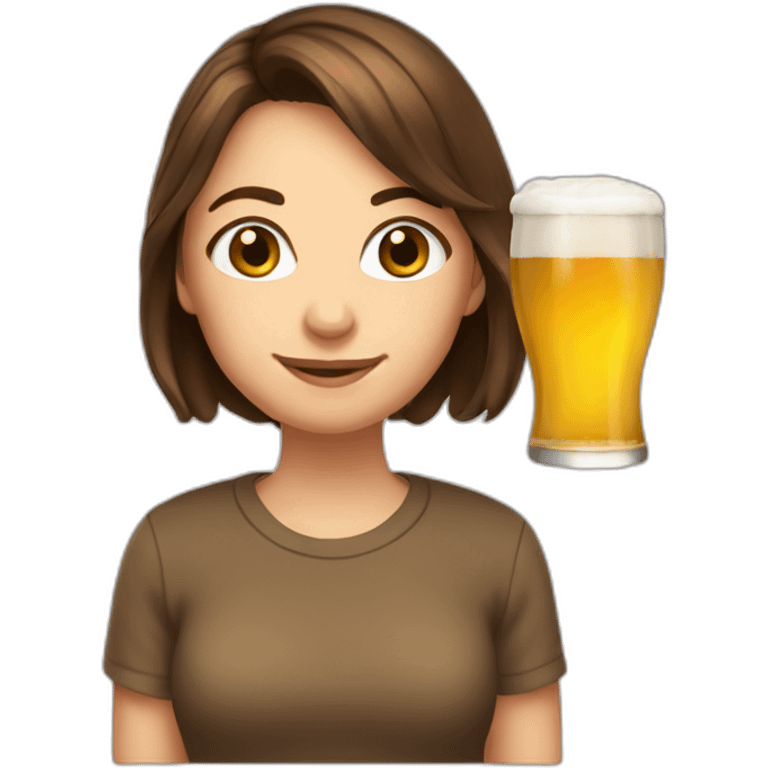 Brown middle hair 2023 Laura and her beer emoji