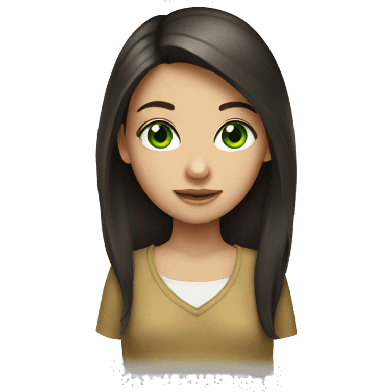 Girl with long dark-brown hair and green eyes  emoji