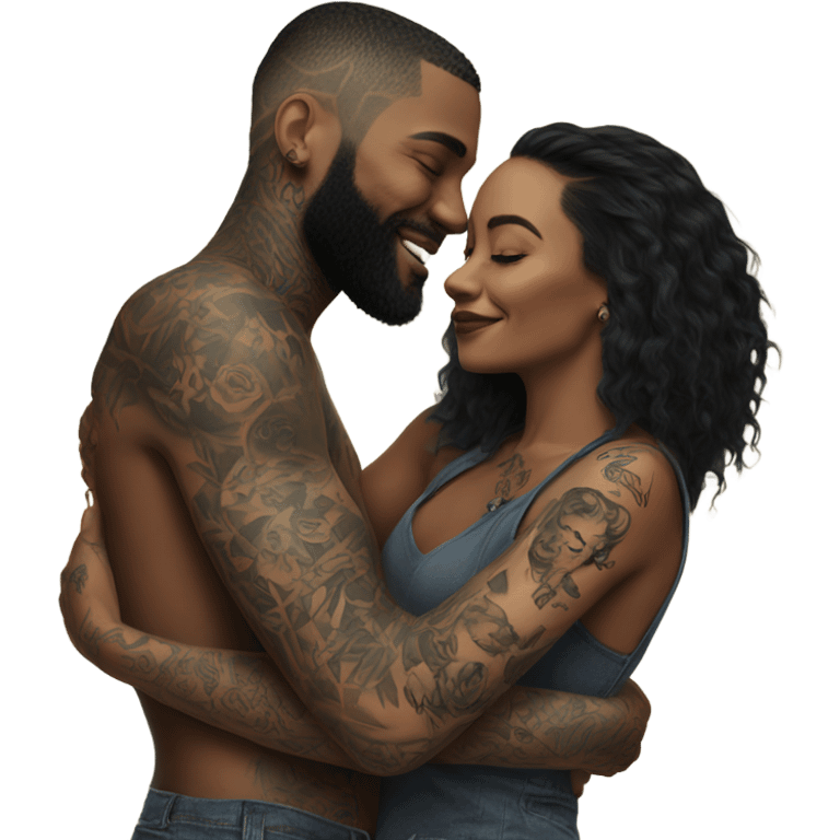 Photo model tattooed couple hugging  emoji