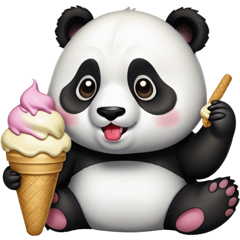 Panda eating ice cream emoji