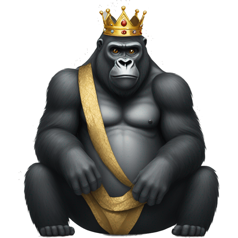 gorilla sitting with crown emoji