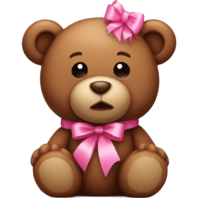 brown teddy bear with pink ribbon emoji