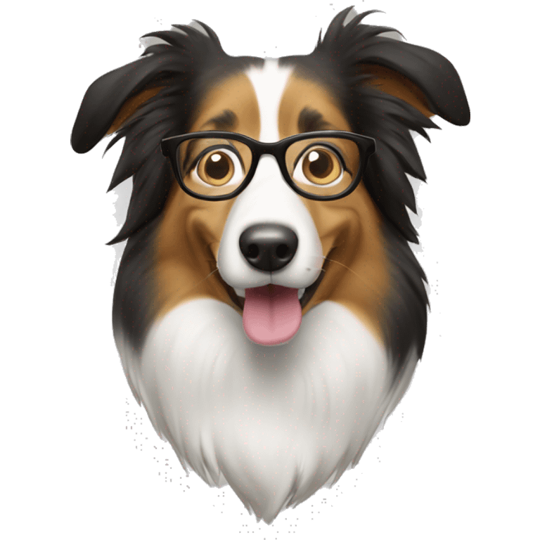 Collie with glasses emoji