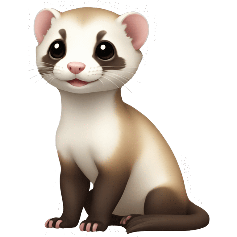 baby ferret with white body and face and brown legs emoji