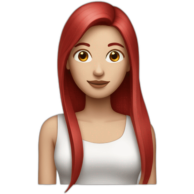 woman with long straight ruby hair and white skin emoji