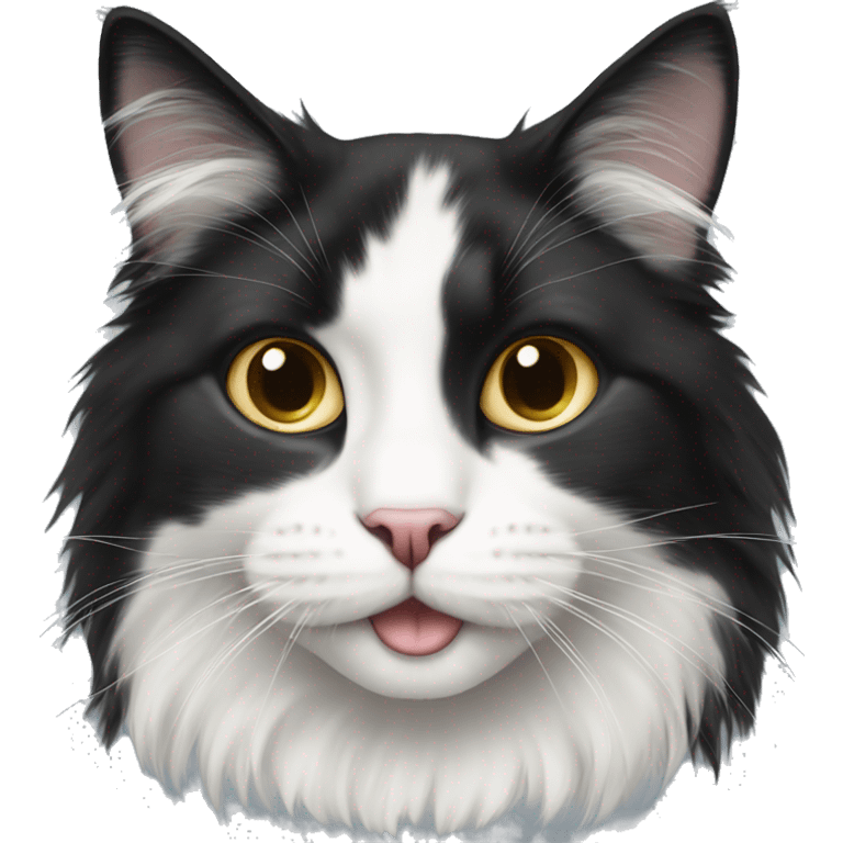 black-and-white cat domestic long-haired emoji