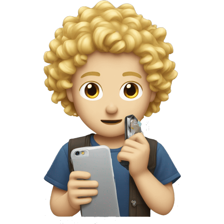 blonde curly boy breaking phone emoji