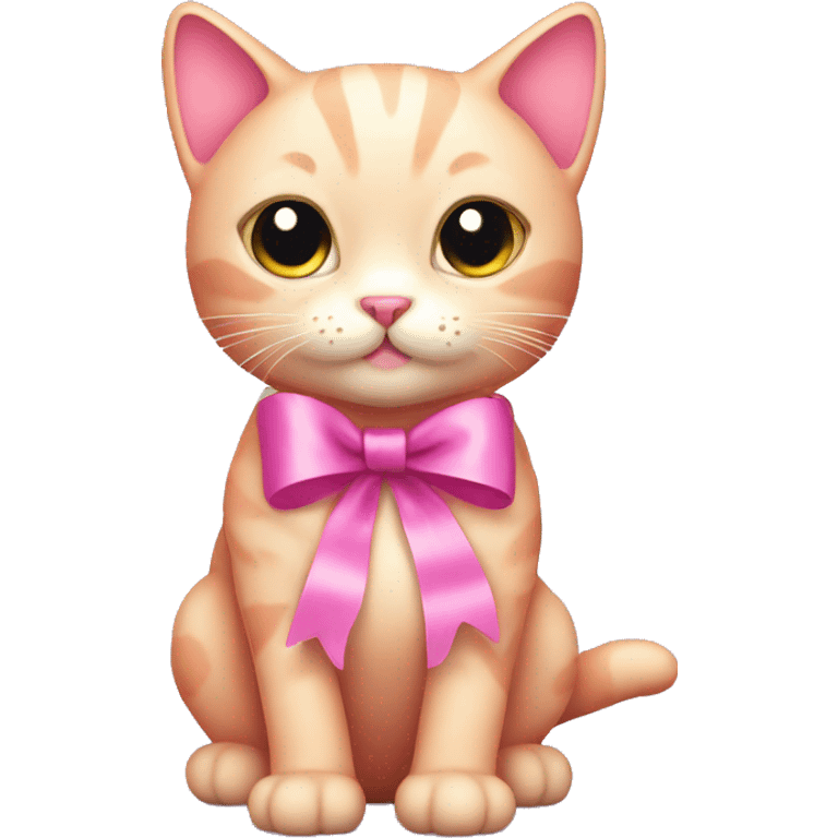 Pink kitty with ribbon emoji