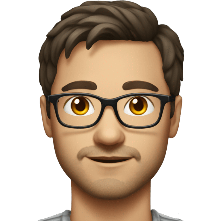 Brunette with glasses without beard, 29 years old, Russian
 emoji