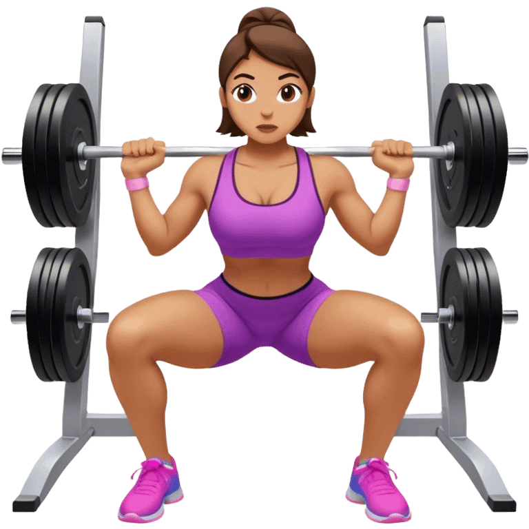 A woman is performing squats in the gym.

 emoji