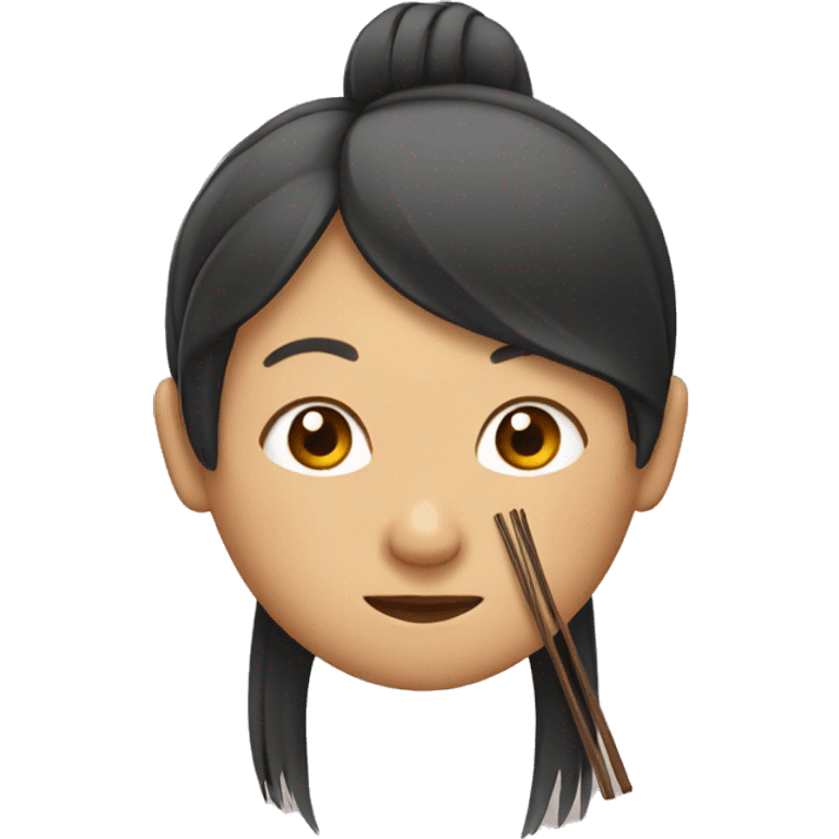 Asian with chopsticks in hair emoji