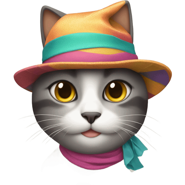 Cat with hat and dress emoji