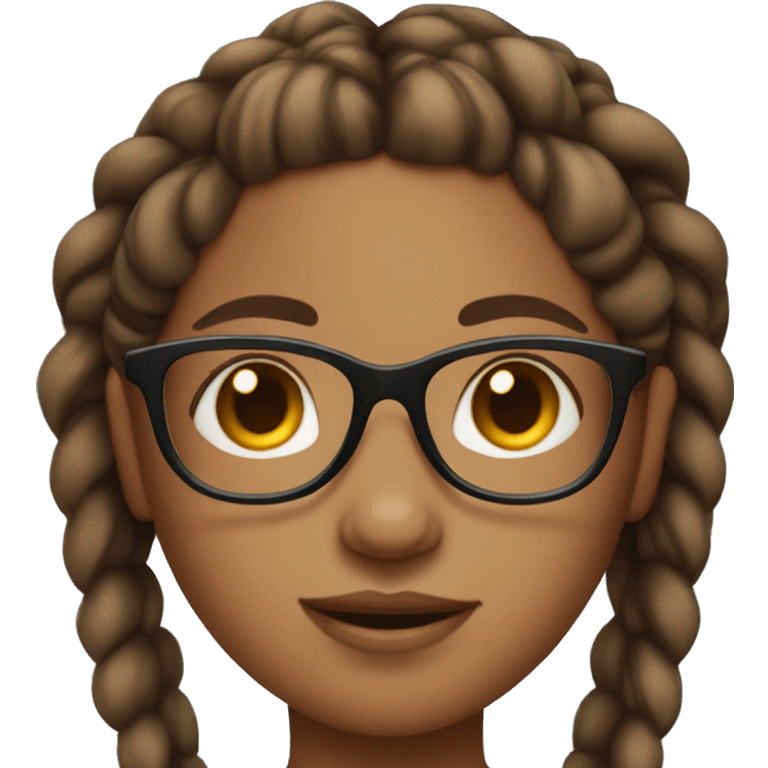 Cute brown skin girl with braids and clear glasses  emoji