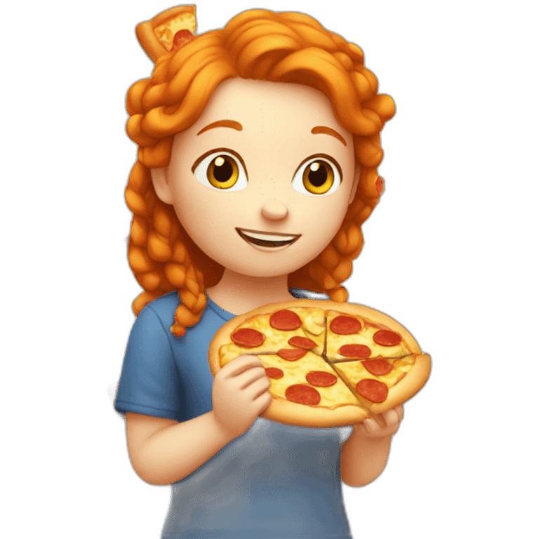 ginger girl eating a pizza emoji