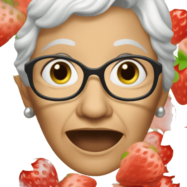 Granny with strawberries  emoji