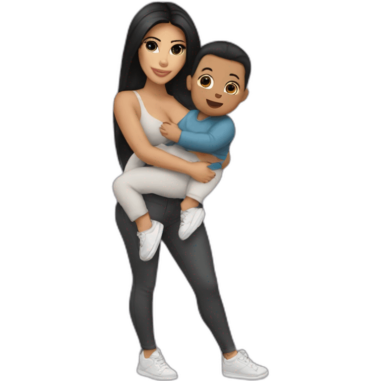 kim kardashian holding a child in a shoe emoji