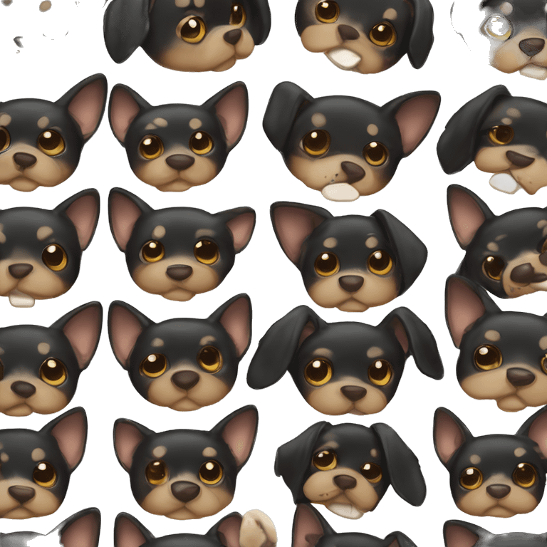 Pincher preto com rosto preto, branco e marrom emoji