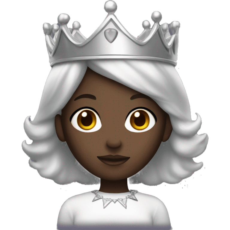 dark skin girl with silver crown emoji