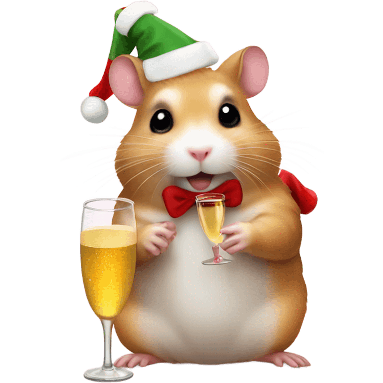 hamster christmas with champagne emoji